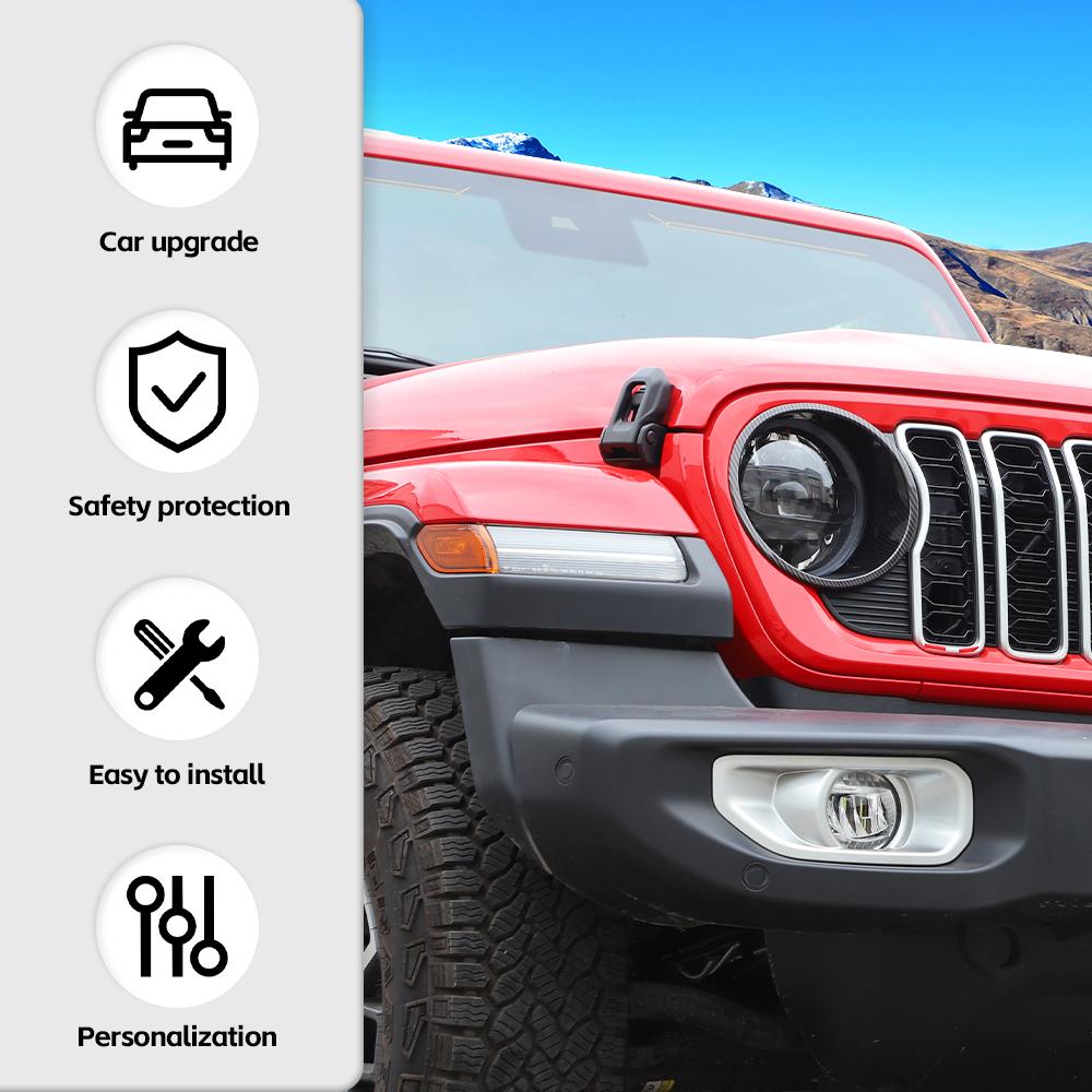 For 2024+ Jeep Wrangler JL/Gladiator JT Front Light Bezels Circle Trim