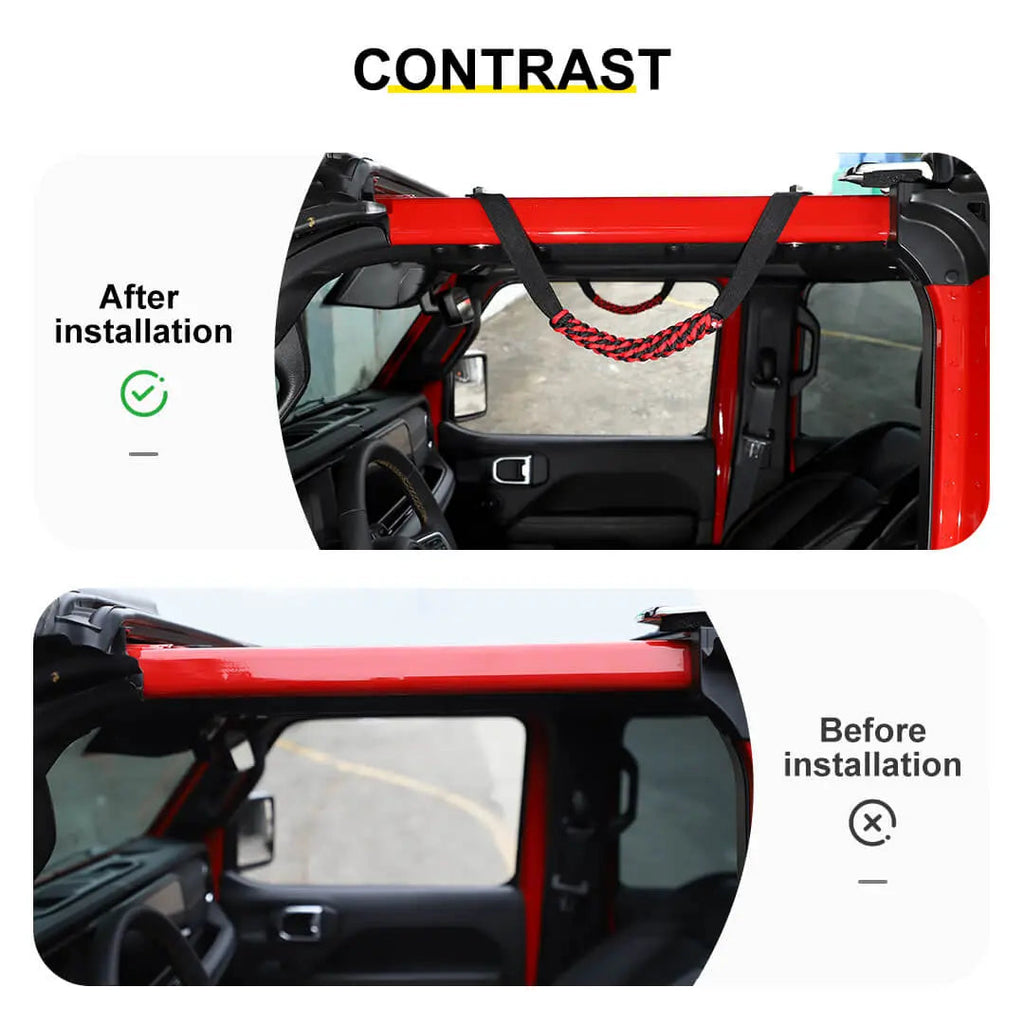 For 2024+ Jeep Wrangler JL/Gladiator JT Front Roll Bar Grab Handles Grip Handle Accessories (2 pcs)