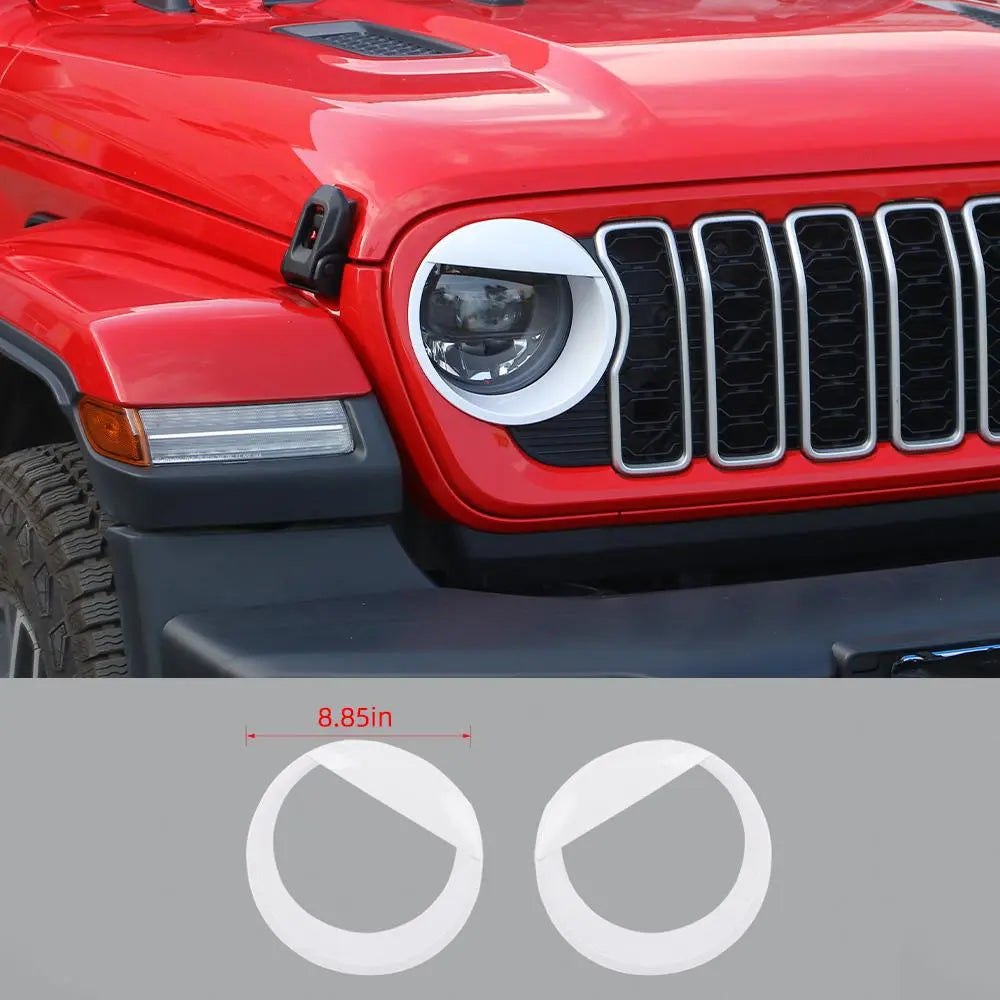 For 2024+ Jeep Wrangler JL/Gladiator JT Front Side Headlight Lamp Moldings Angry Eyes Bezels Trim