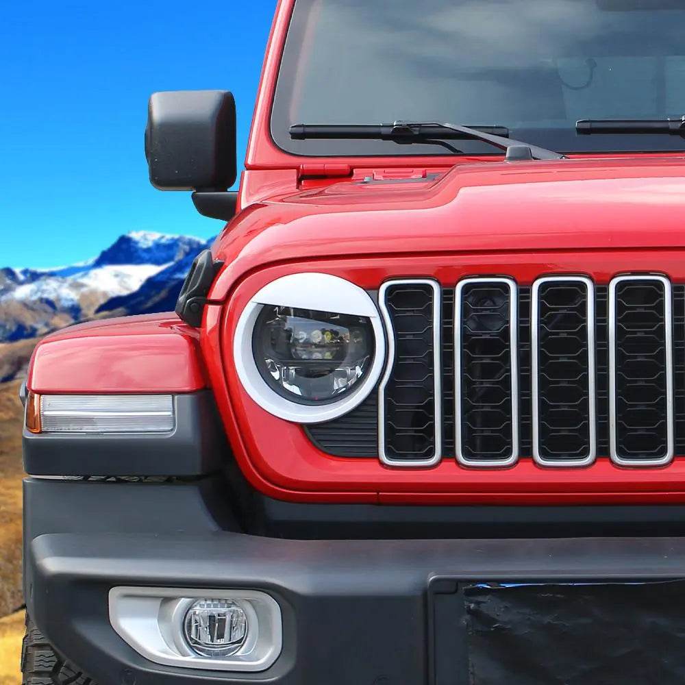 For 2024+ Jeep Wrangler JL/Gladiator JT Front Side Headlight Lamp Moldings Angry Eyes Bezels Trim