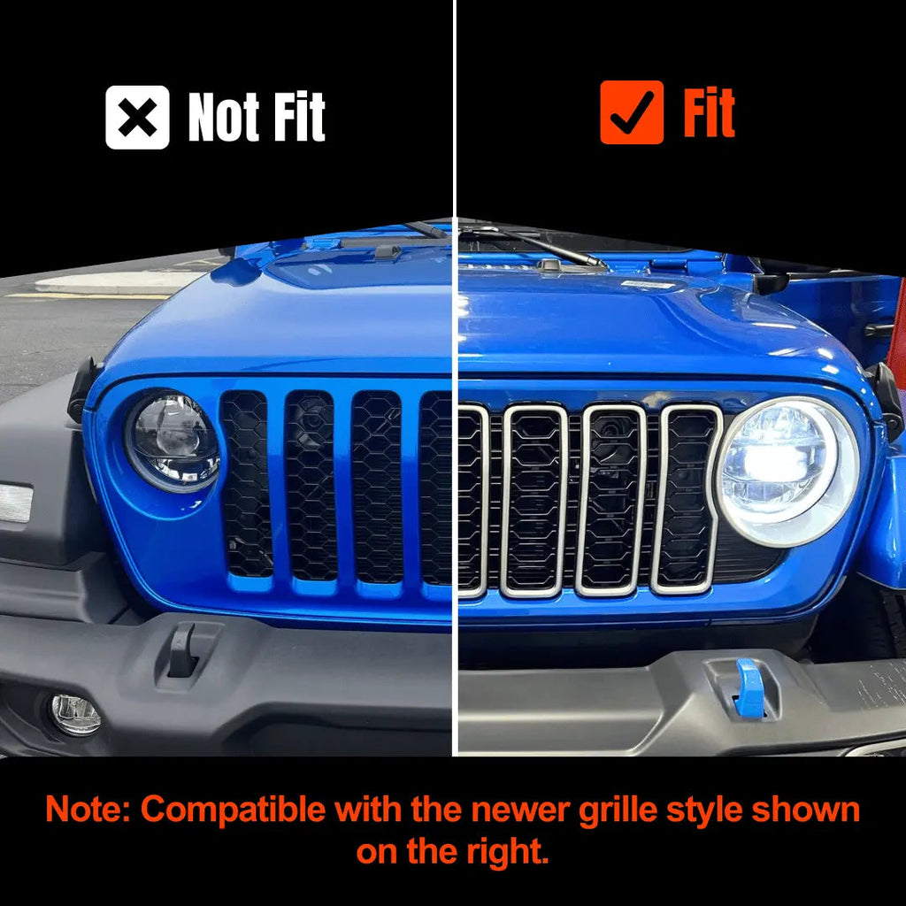 For 2024+ Jeep Wrangler JL/ Gladiator JT Grille Insert + Front Headlight Bezels Trim Kit