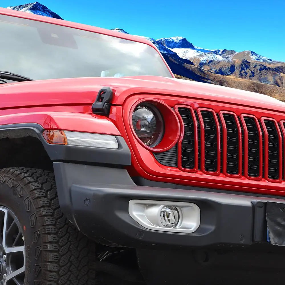 For 2024+ Jeep Wrangler JL/ Gladiator JT Grille Insert + Front Headlight Bezels Trim Kit