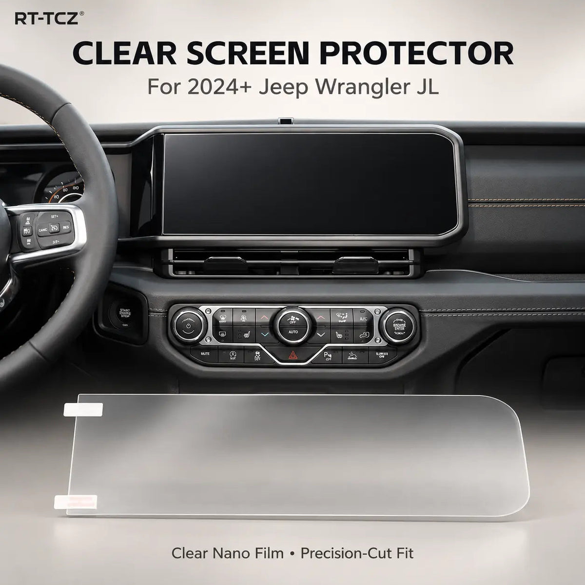 For 2024+ Jeep Wrangler JL Gladiator JT Navigation Screen Protector Clear Center Touch Screen Film