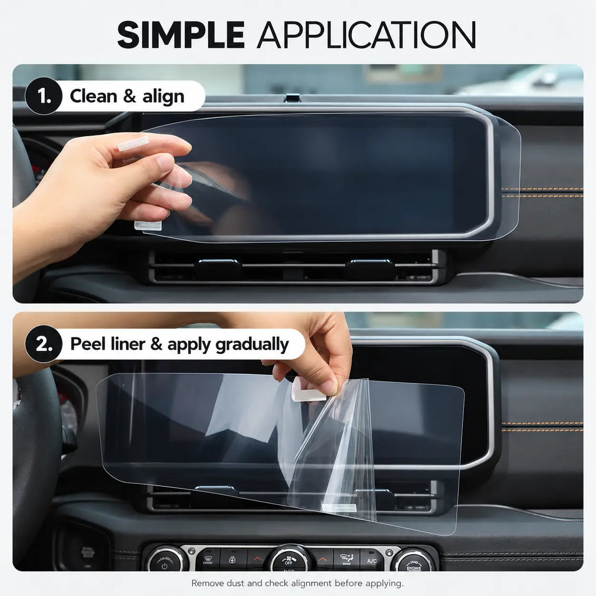 For 2024+ Jeep Wrangler JL Gladiator JT Navigation Screen Protector Clear Center Touch Screen Film