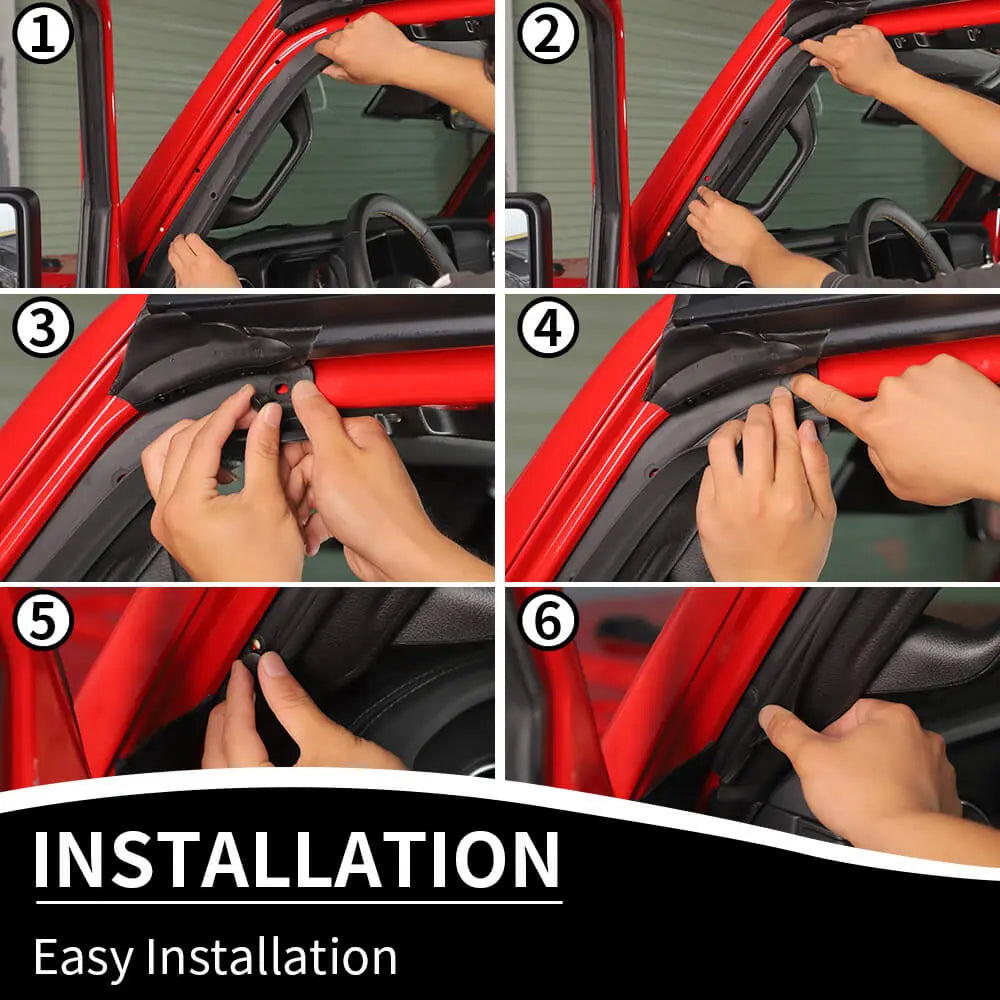 For 2024+ Jeep Wrangler JL/Gladiator JT New Front Door Weather Strip Seal Trim Kit