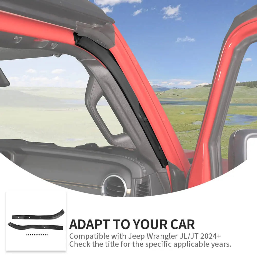 For 2024+ Jeep Wrangler JL/Gladiator JT New Front Door Weather Strip Seal Trim Kit