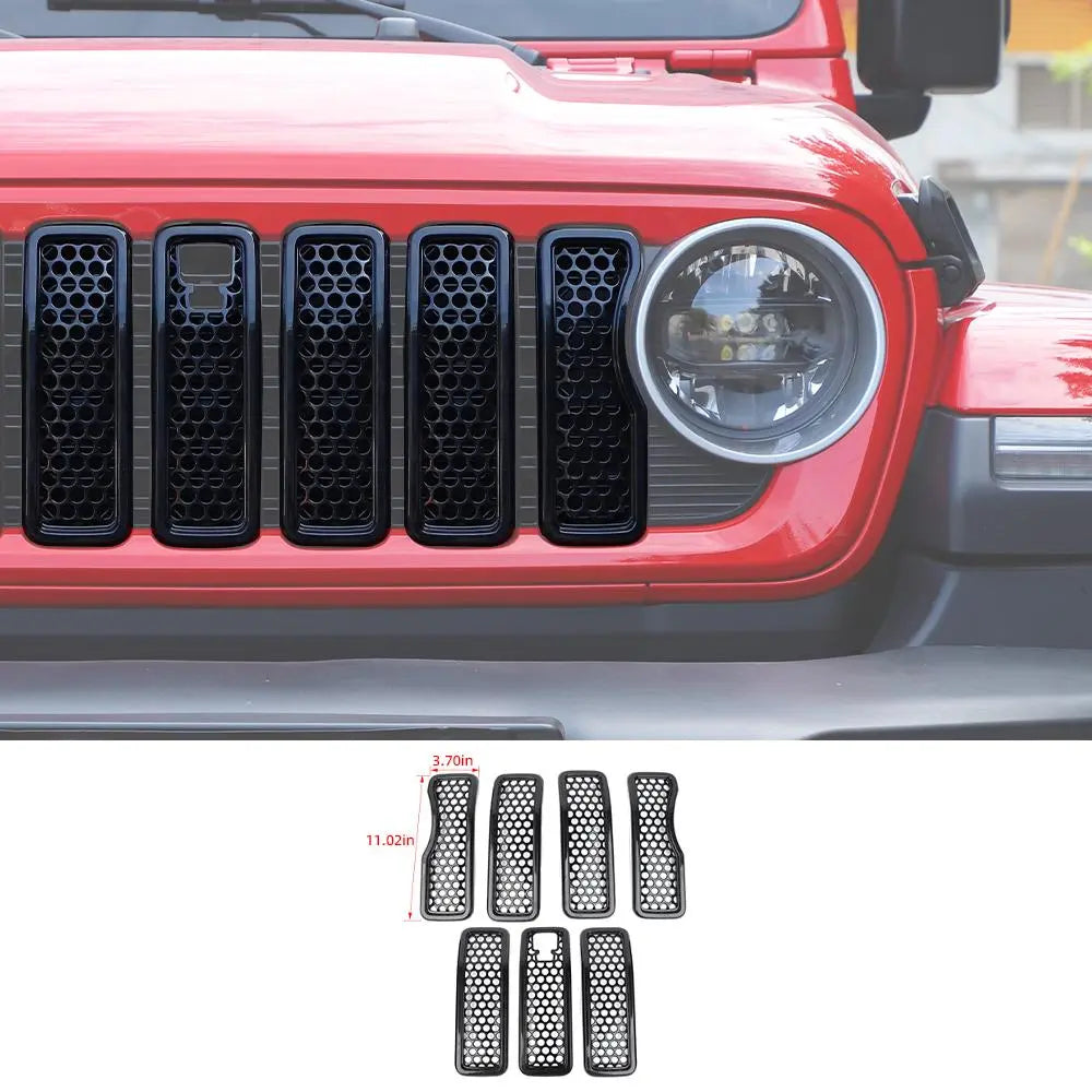 For 2024+ Jeep Wrangler JL/Gladiator JT Upgrade Front Honeycomb Mesh Grille with Camera Inserts Trim