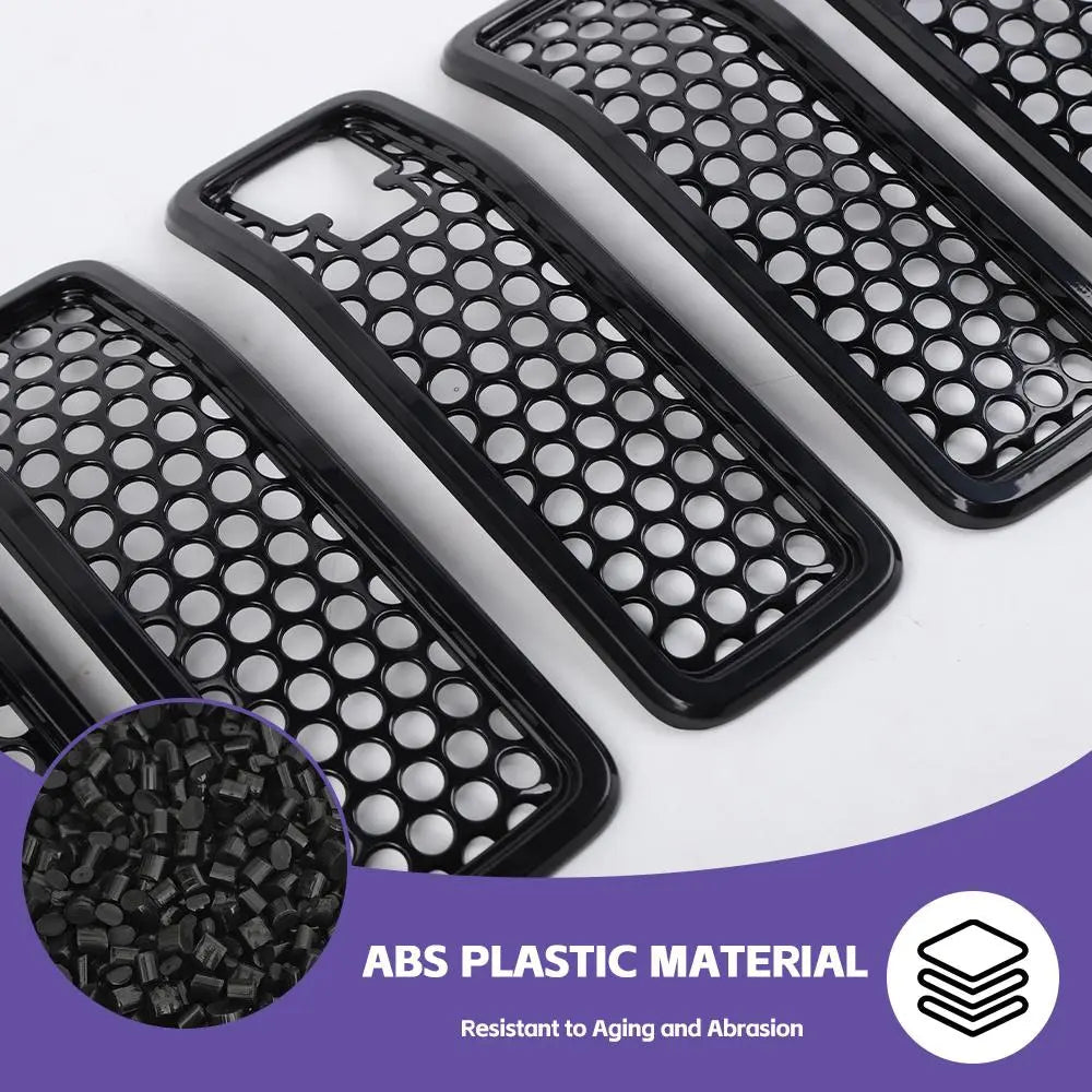 For 2024+ Jeep Wrangler JL/Gladiator JT Upgrade Front Honeycomb Mesh Grille with Camera Inserts Trim