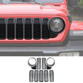 For 2024+ Jeep Wrangler JL/Gladiator JT Upgrade Front Honeycomb Mesh Grille+Front Headlight Bezels+Center Mesh Piece Cover Trim Kit