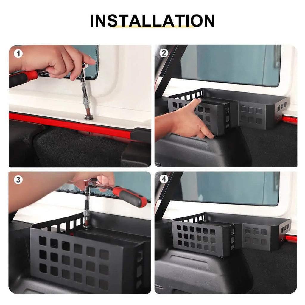 For 2024+ Jeep Wrangler JL Rear Trunk Side Cargo Holder Storage Organizer Box