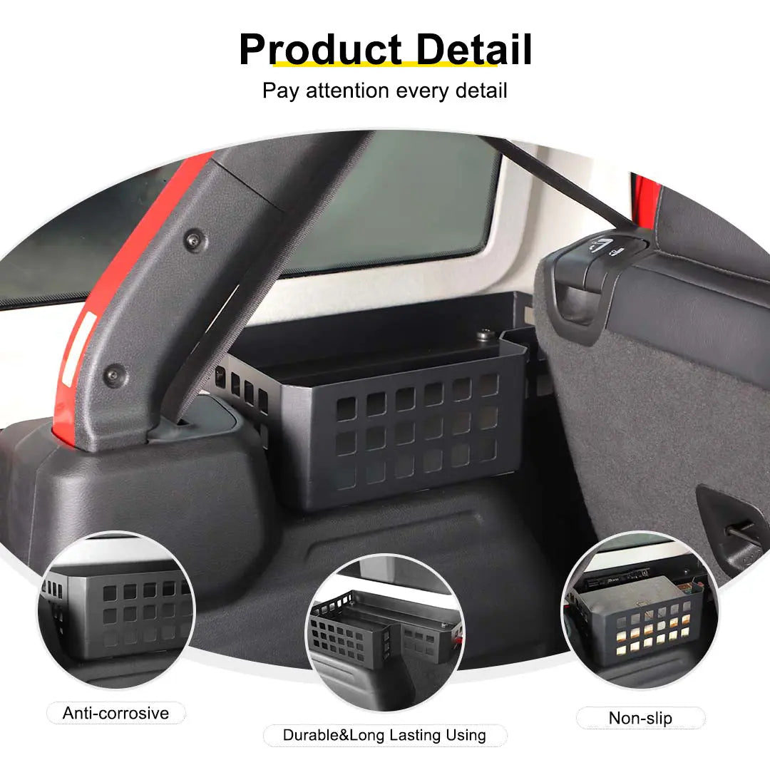 For 2024+ Jeep Wrangler JL Rear Trunk Side Cargo Holder Storage Organizer Box