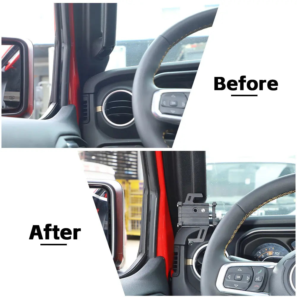 For 2024+ Jeep Wrangler JL & Gladiator JT A-Pillar Grab-Handle Phone Holder Mount Stand
