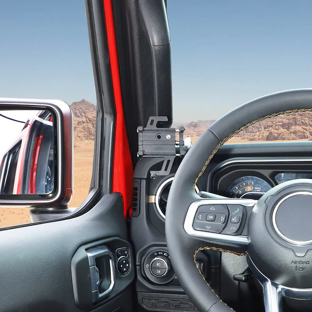 For 2024+ Jeep Wrangler JL & Gladiator JT A-Pillar Grab-Handle Phone Holder Mount Stand