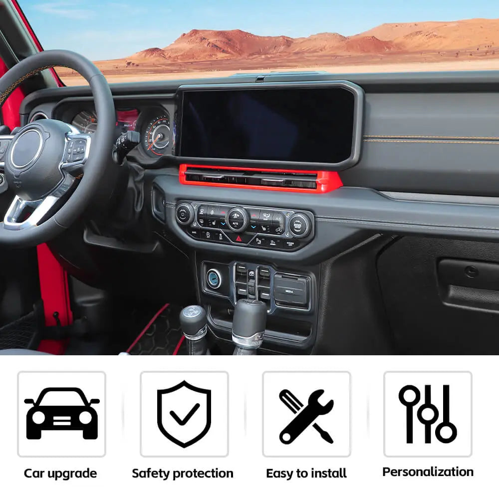 For 2024+ Jeep Wrangler JL & Gladiator JT Center Air Vent Bezel Trim – Dashboard Interior Accent