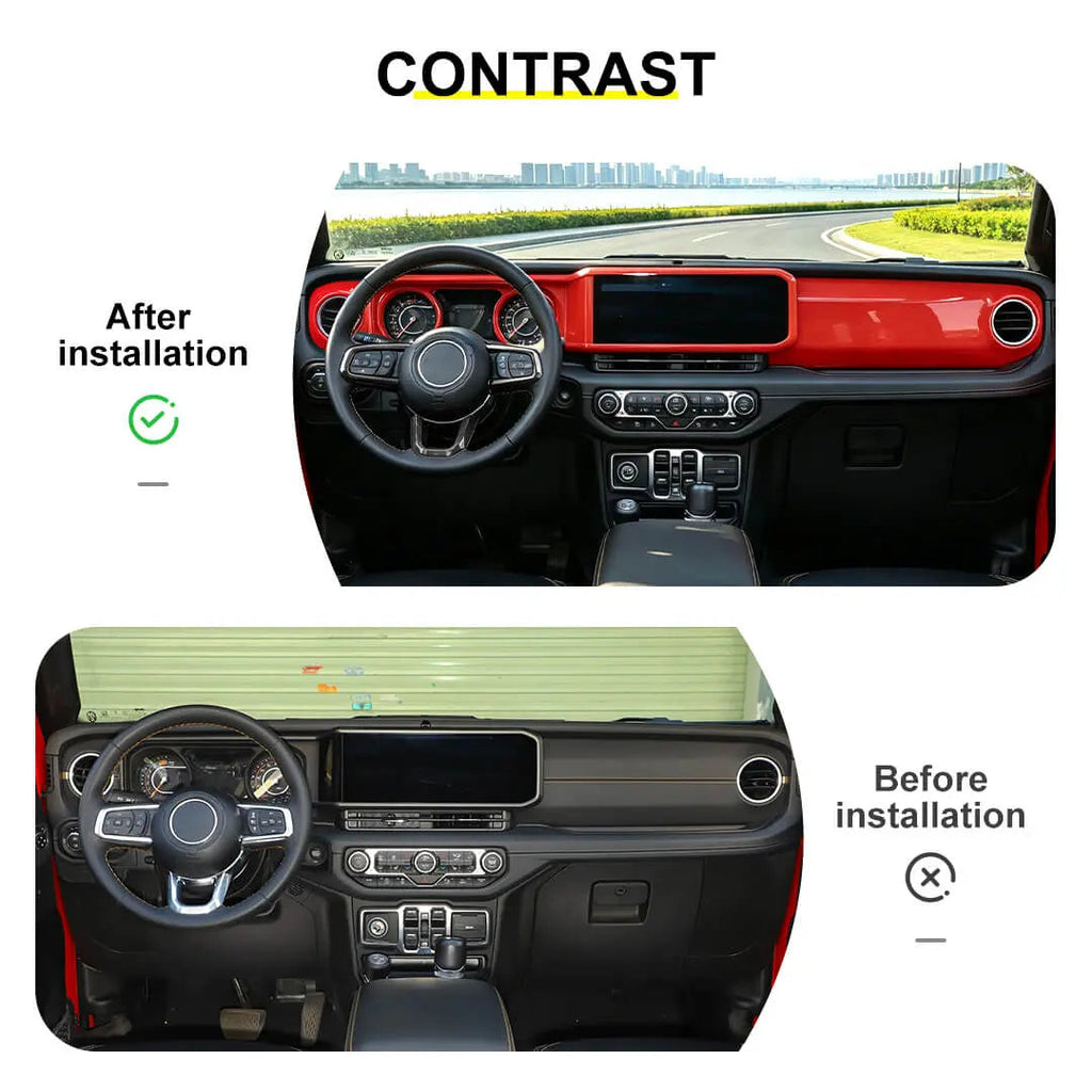 For 2024+ Jeep Wrangler JL & Gladiator JT Center Console Dashboard Gear Shift Bezel Trim Cover Kit (6 pcs)