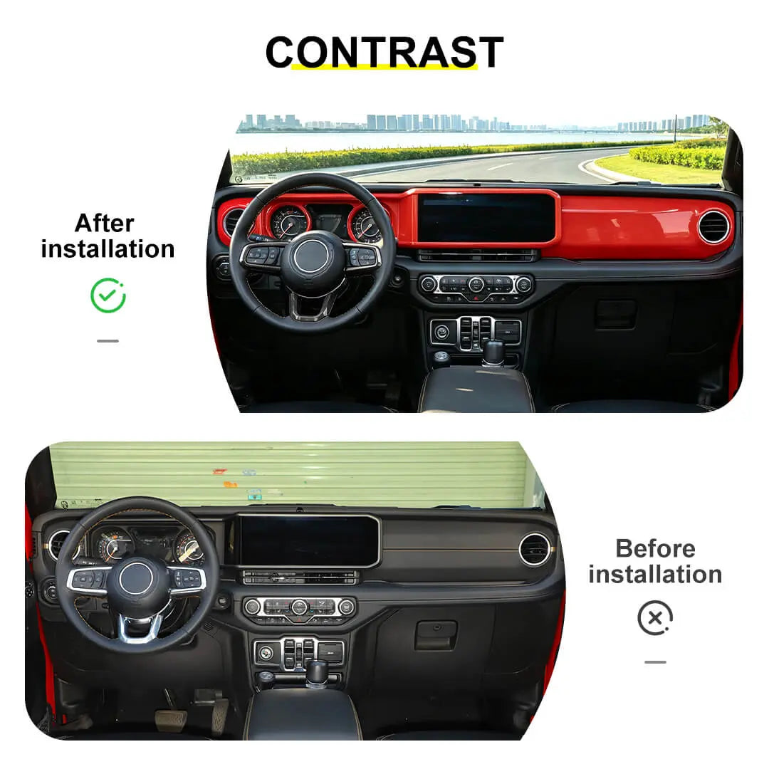For 2024+ Jeep Wrangler JL & Gladiator JT Center Console Dashboard Gear Shift Bezel Trim Cover Kit (6 pcs)