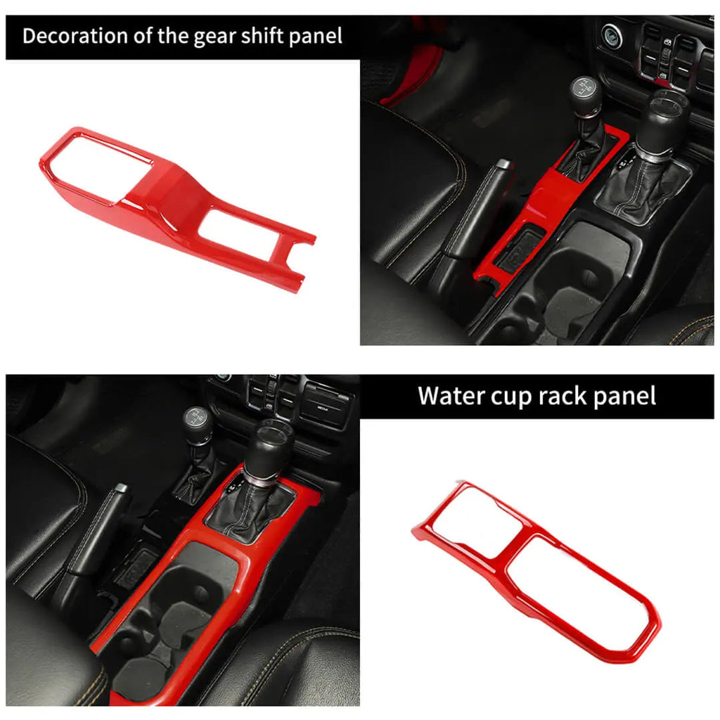 For 2024+ Jeep Wrangler JL & Gladiator JT Center Console Dashboard Gear Shift Bezel Trim Cover Kit (6 pcs)
