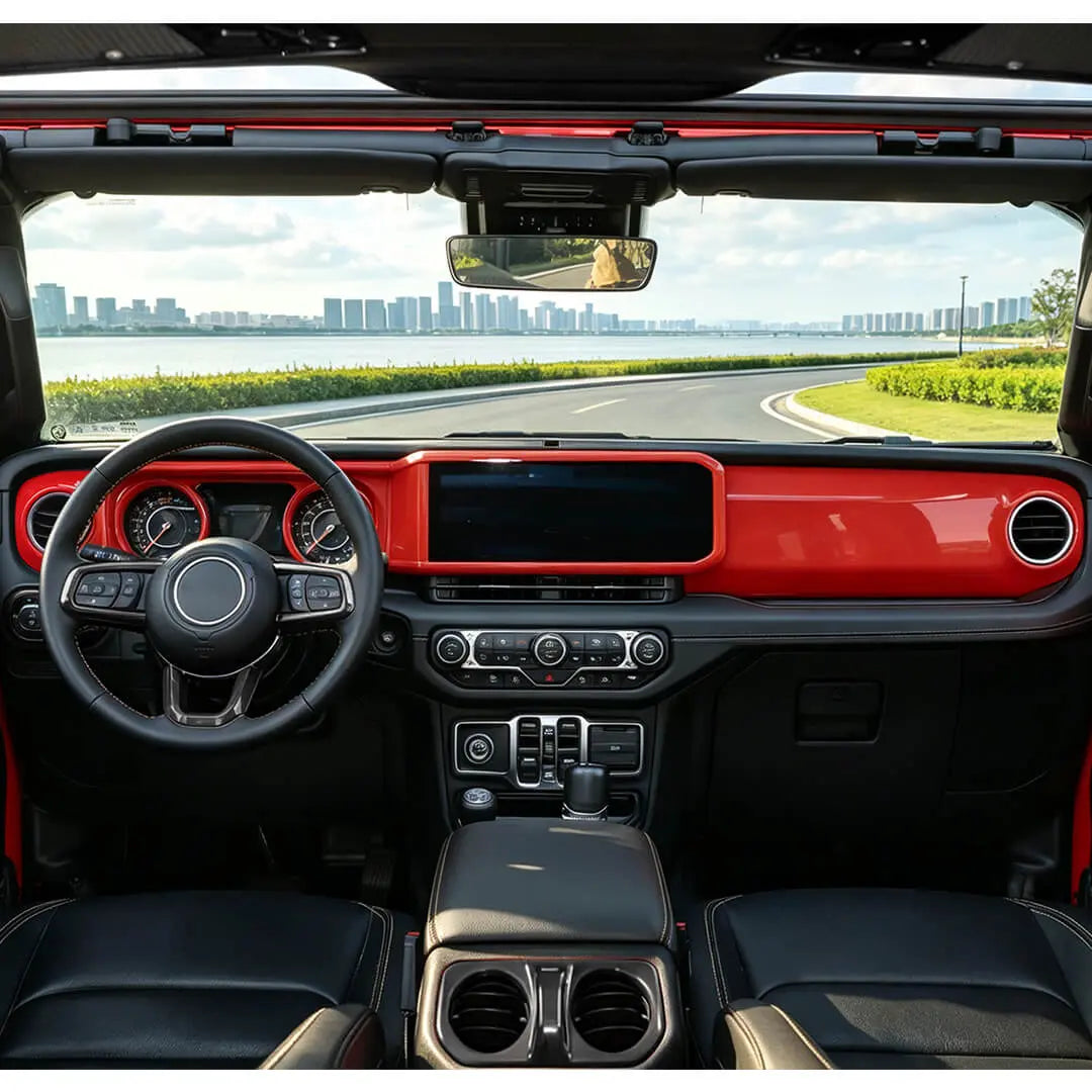 For 2024+ Jeep Wrangler JL & Gladiator JT Center Console Dashboard Gear Shift Bezel Trim Cover Kit (6 pcs)