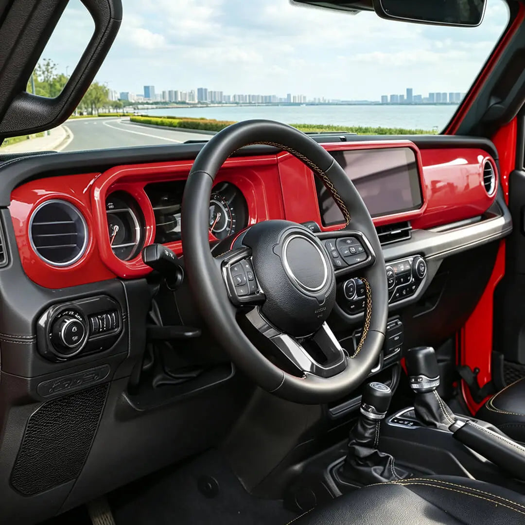 For 2024+ Jeep Wrangler JL & Gladiator JT Center Console Dashboard Gear Shift Bezel Trim Cover Kit (6 pcs)