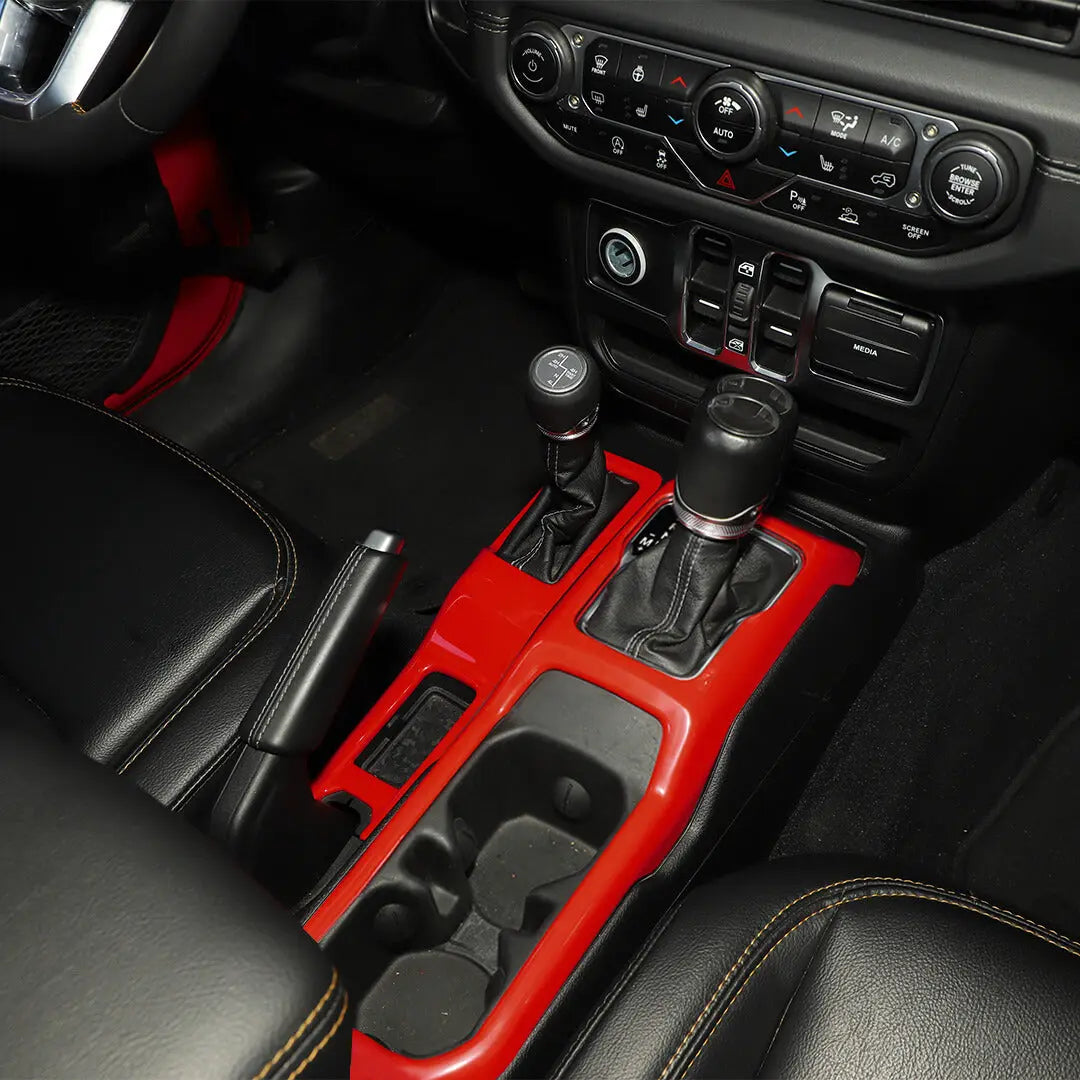 For 2024+ Jeep Wrangler JL & Gladiator JT Center Console Dashboard Gear Shift Bezel Trim Cover Kit (6 pcs)