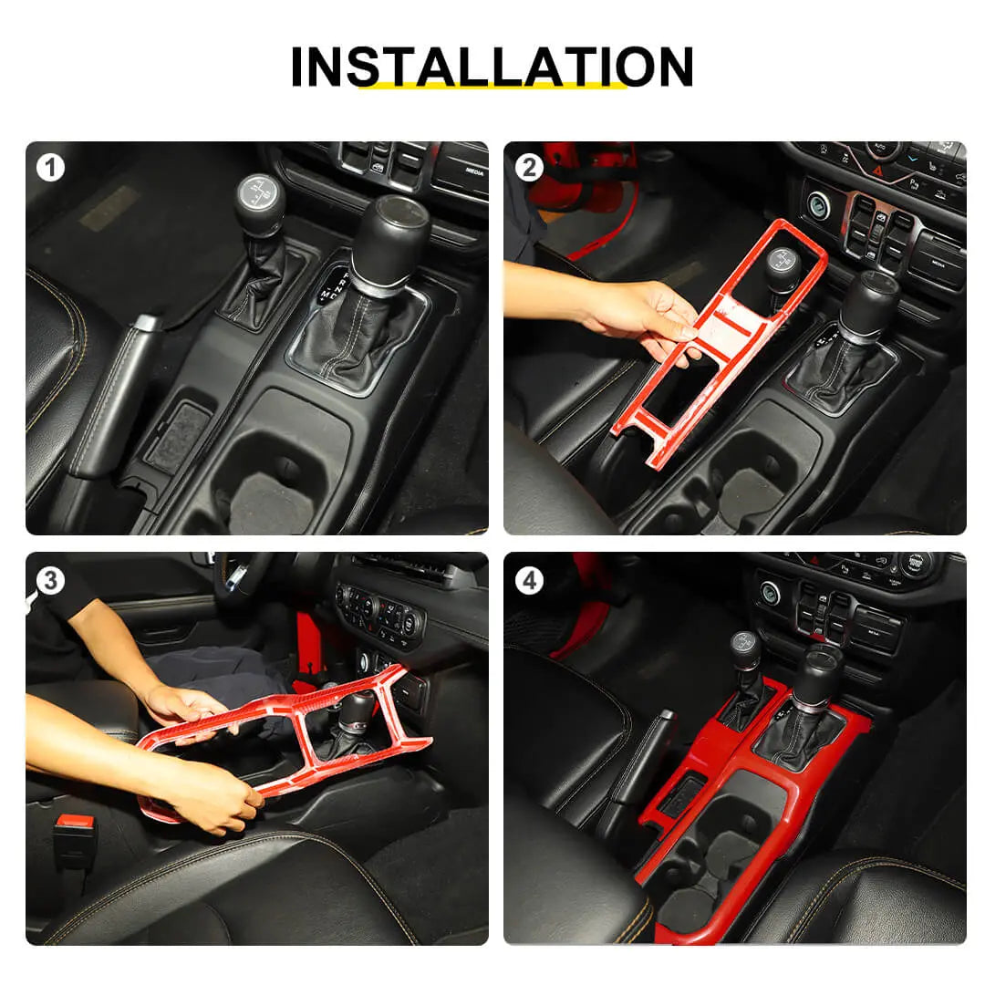 For 2024+ Jeep Wrangler JL & Gladiator JT Center Console Dashboard Gear Shift Bezel Trim Cover Kit (6 pcs)
