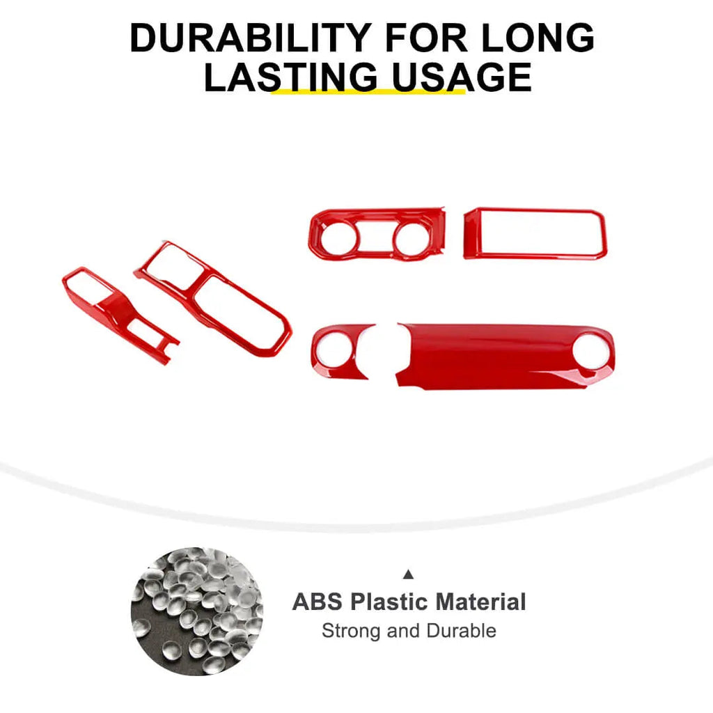 For 2024+ Jeep Wrangler JL & Gladiator JT Center Console Dashboard Gear Shift Bezel Trim Cover Kit (6 pcs)