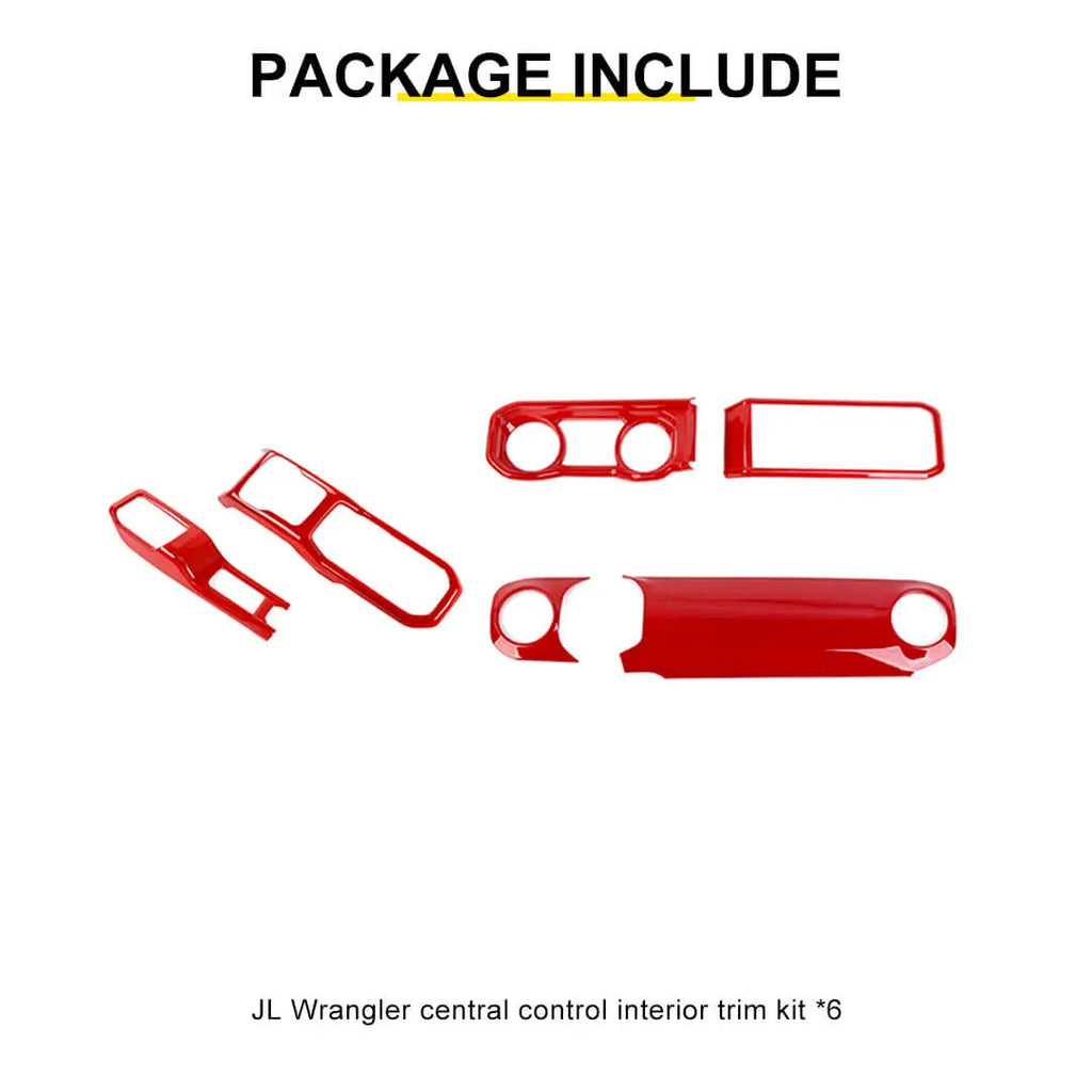 For 2024+ Jeep Wrangler JL & Gladiator JT Center Console Dashboard Gear Shift Bezel Trim Cover Kit (6 pcs)