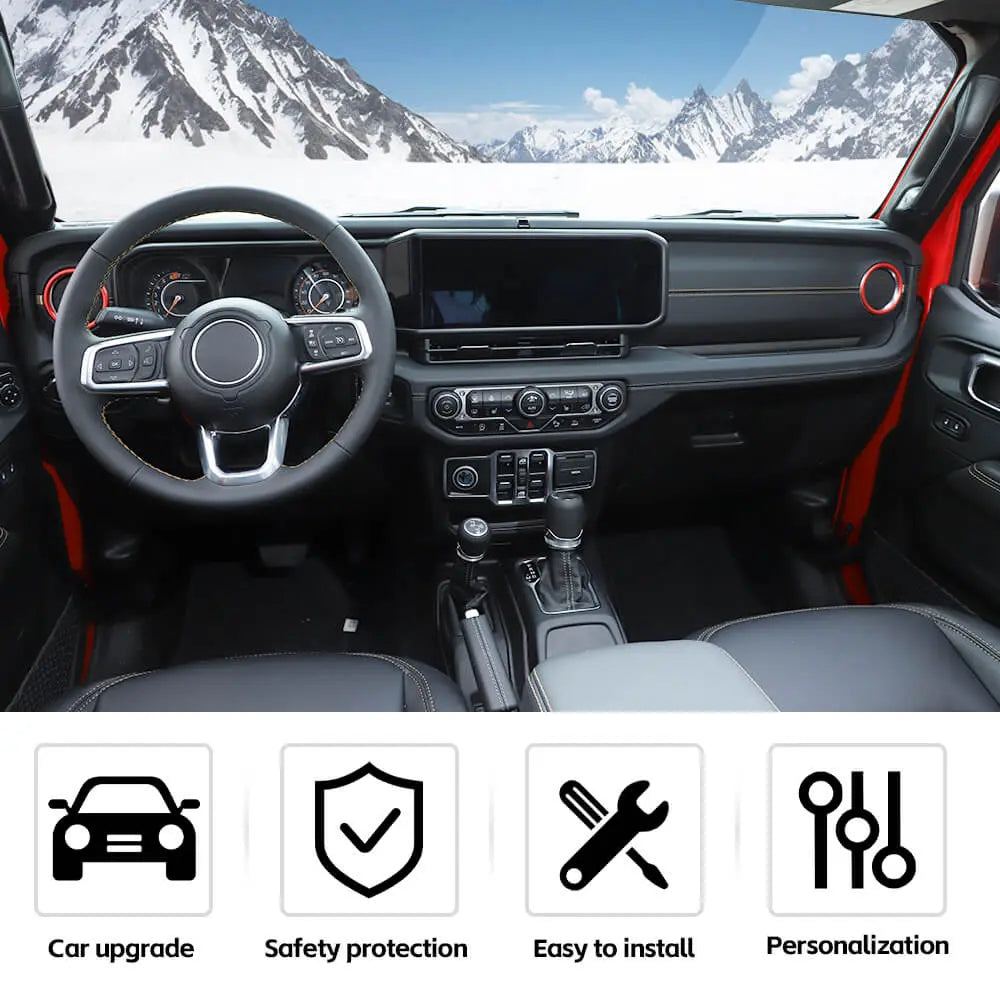 For 2024+ Jeep Wrangler JL & Gladiator JT Dashboard Panel Air Conditioning Vent Trim Ring 2PCS Aluminum Alloy