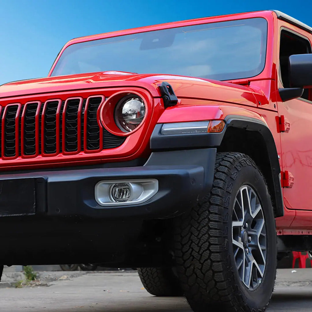 For 2024+ Jeep Wrangler JL & Gladiator JT Exterior Front Grille Inserts Headlight Trim Ring & Tow Hook Protective Cover (11 pcs)