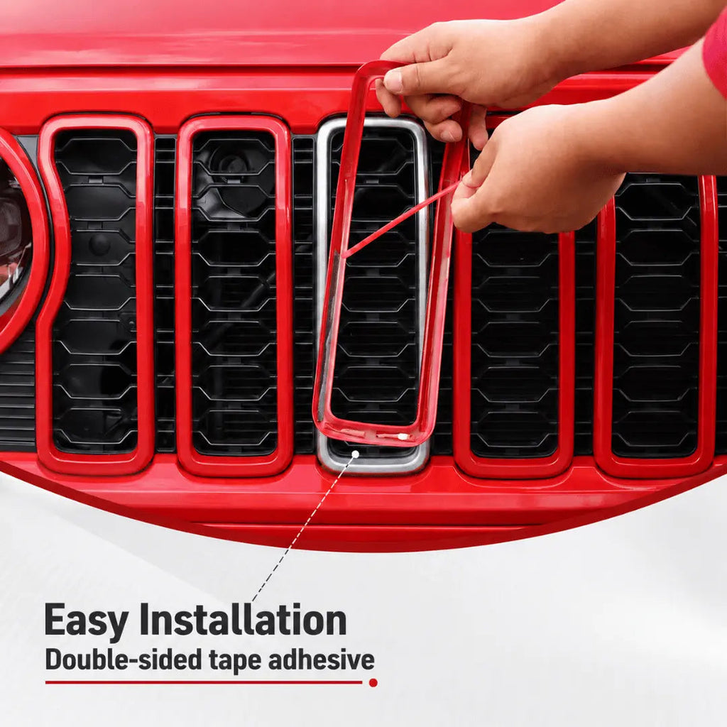 For 2024+ Jeep Wrangler JL & Gladiator JT Exterior Front Grille Inserts Headlight Trim Ring & Tow Hook Protective Cover (11 pcs)
