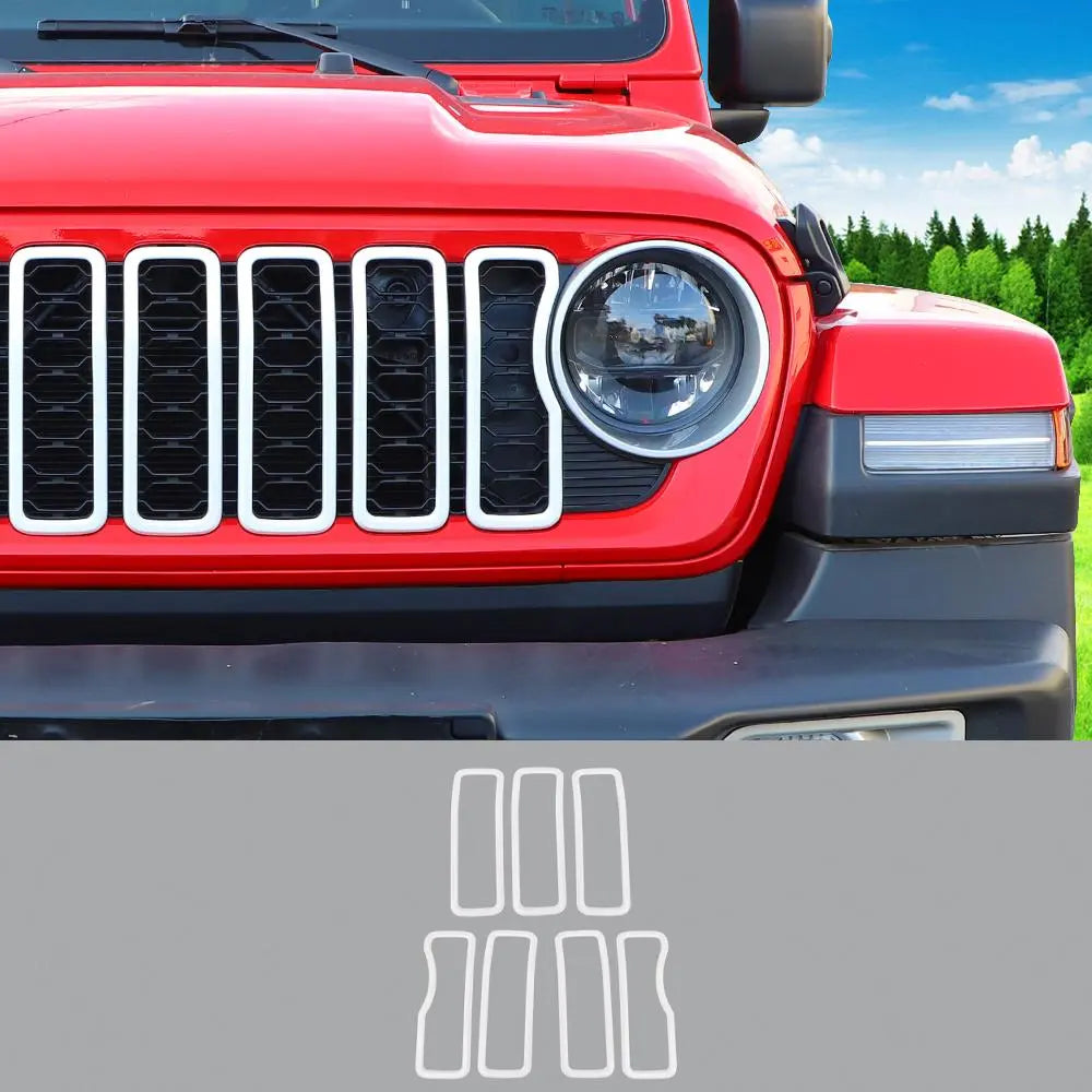 For 2024+ Jeep Wrangler JL & Gladiator JT Front Grille Inserts Frame Ring Trim Cover