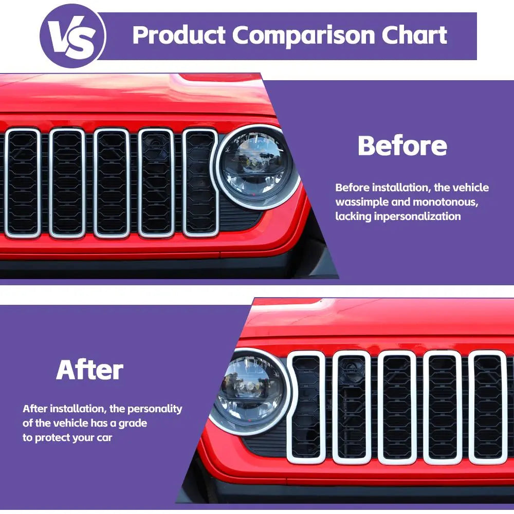 For 2024+ Jeep Wrangler JL & Gladiator JT Front Grille Inserts Frame Ring Trim Cover