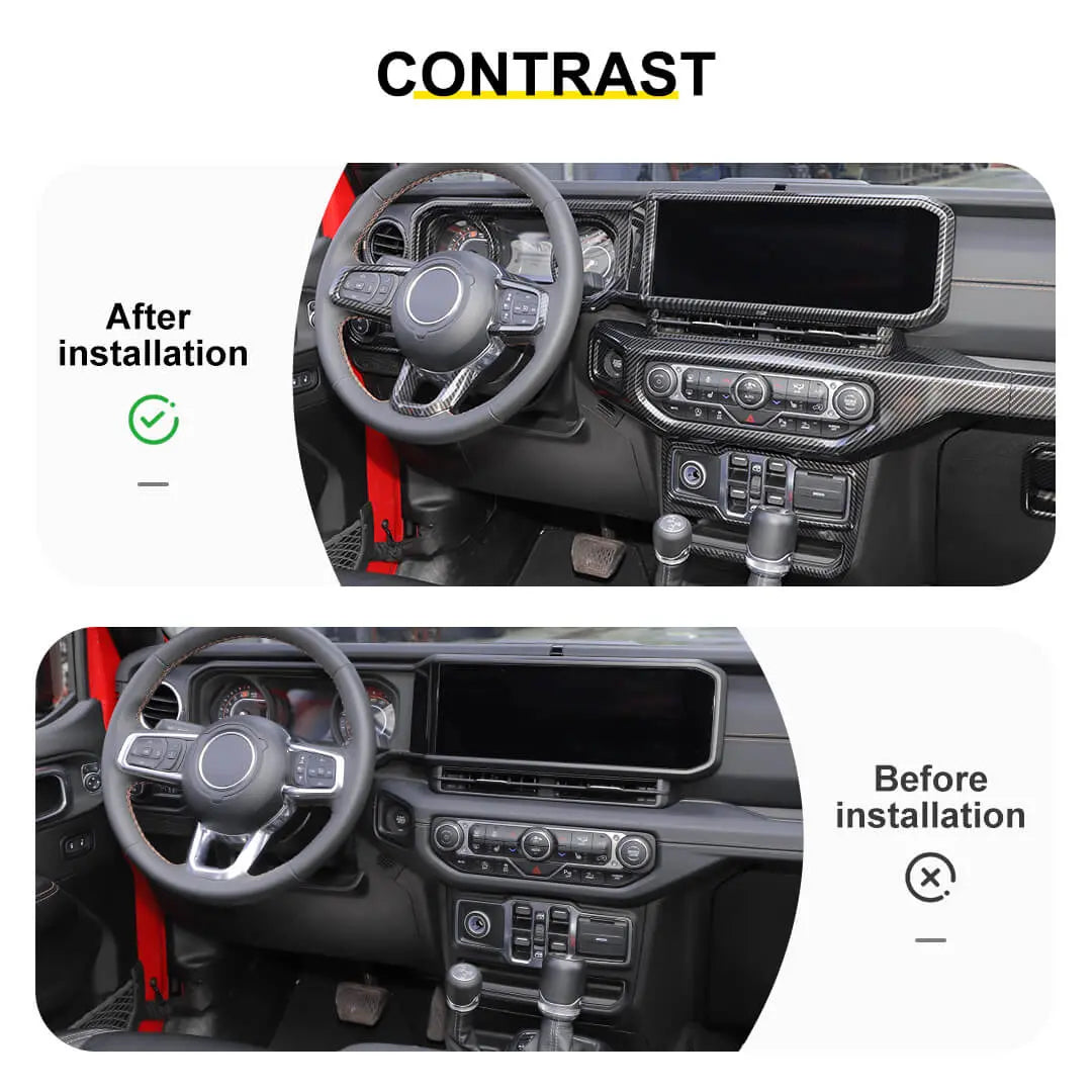For 2024+ Jeep Wrangler JL & Gladiator JT Interior Center Console Cover Trim Kit (15 pcs)