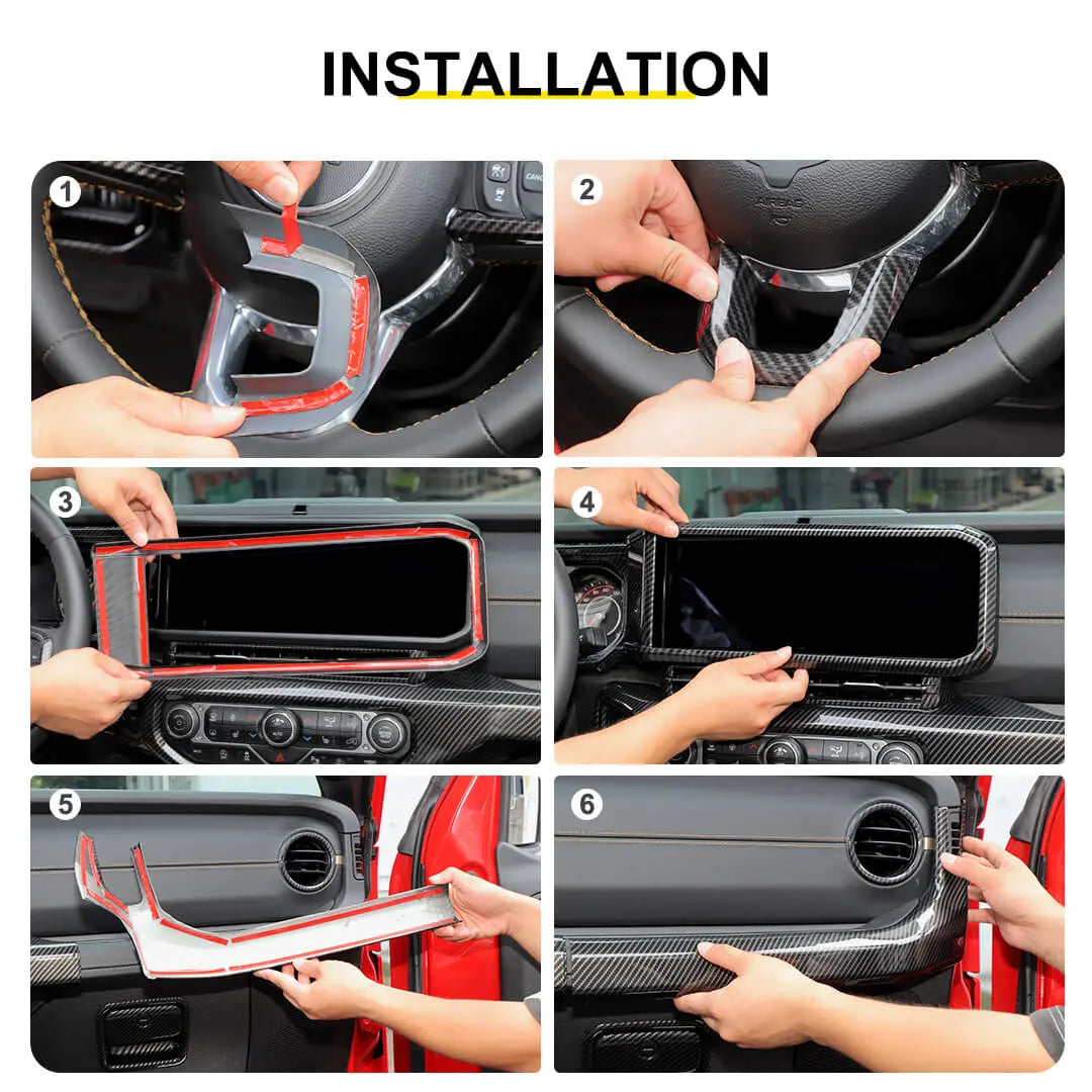For 2024+ Jeep Wrangler JL & Gladiator JT Interior Center Console Cover Trim Kit (15 pcs)
