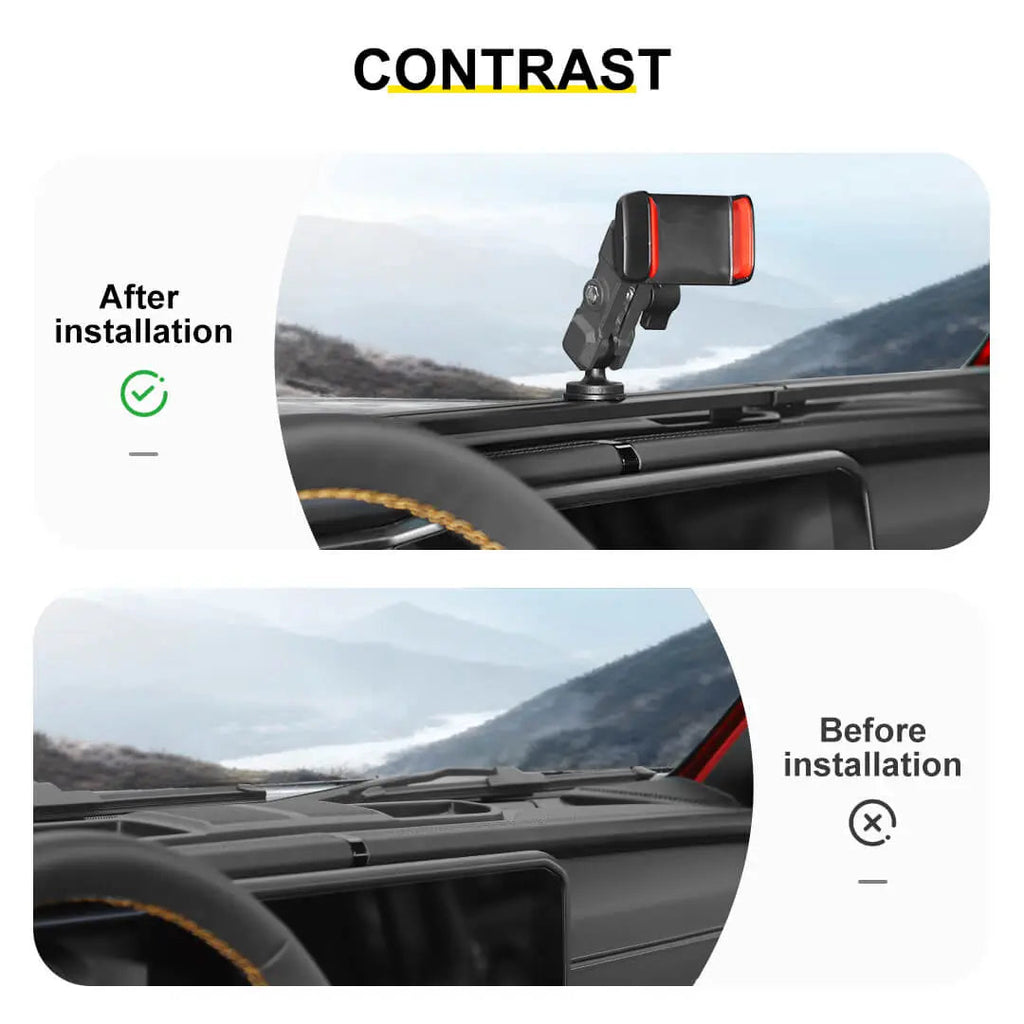For 2024+ Jeep Wrangler JL & Gladiator JT Interior Center Console Dashboard Rail Expansion Phone Holder Mount