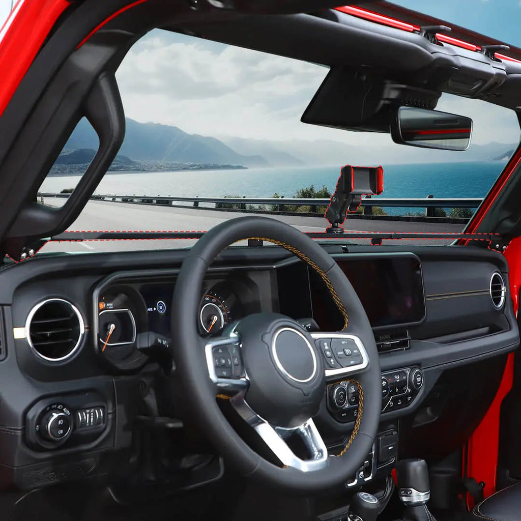 For 2024+ Jeep Wrangler JL & Gladiator JT Interior Center Console Dashboard Rail Expansion Phone Holder Mount
