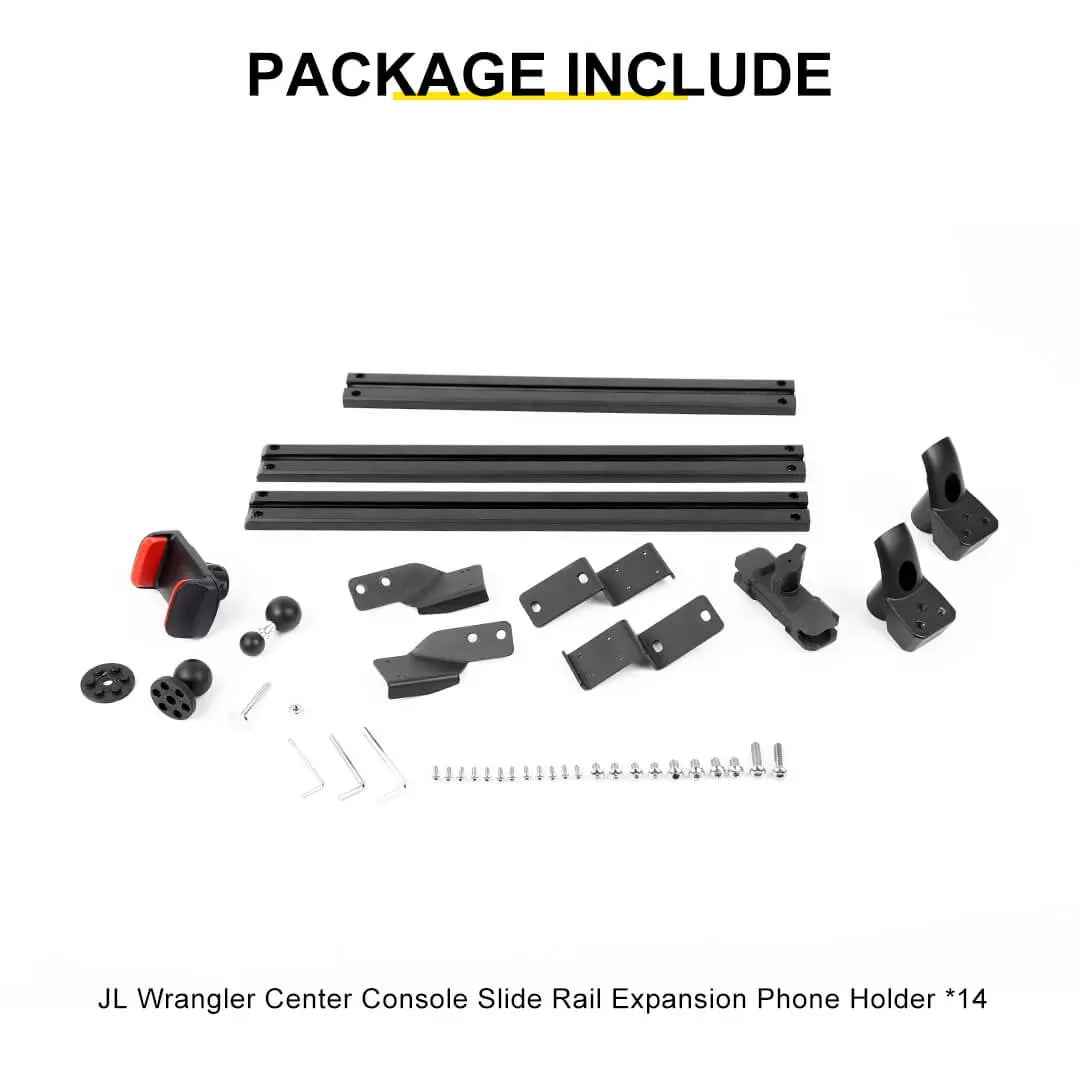 For 2024+ Jeep Wrangler JL & Gladiator JT Interior Center Console Dashboard Rail Expansion Phone Holder Mount