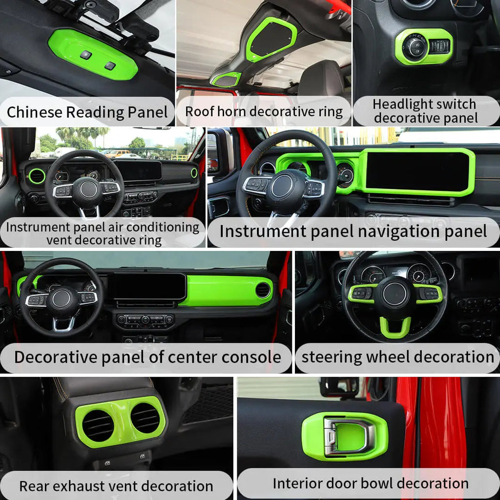 For 2024+ Jeep Wrangler JL & Gladiator JT Interior Center Console Full Set Trim Cover Kit (18 pcs)