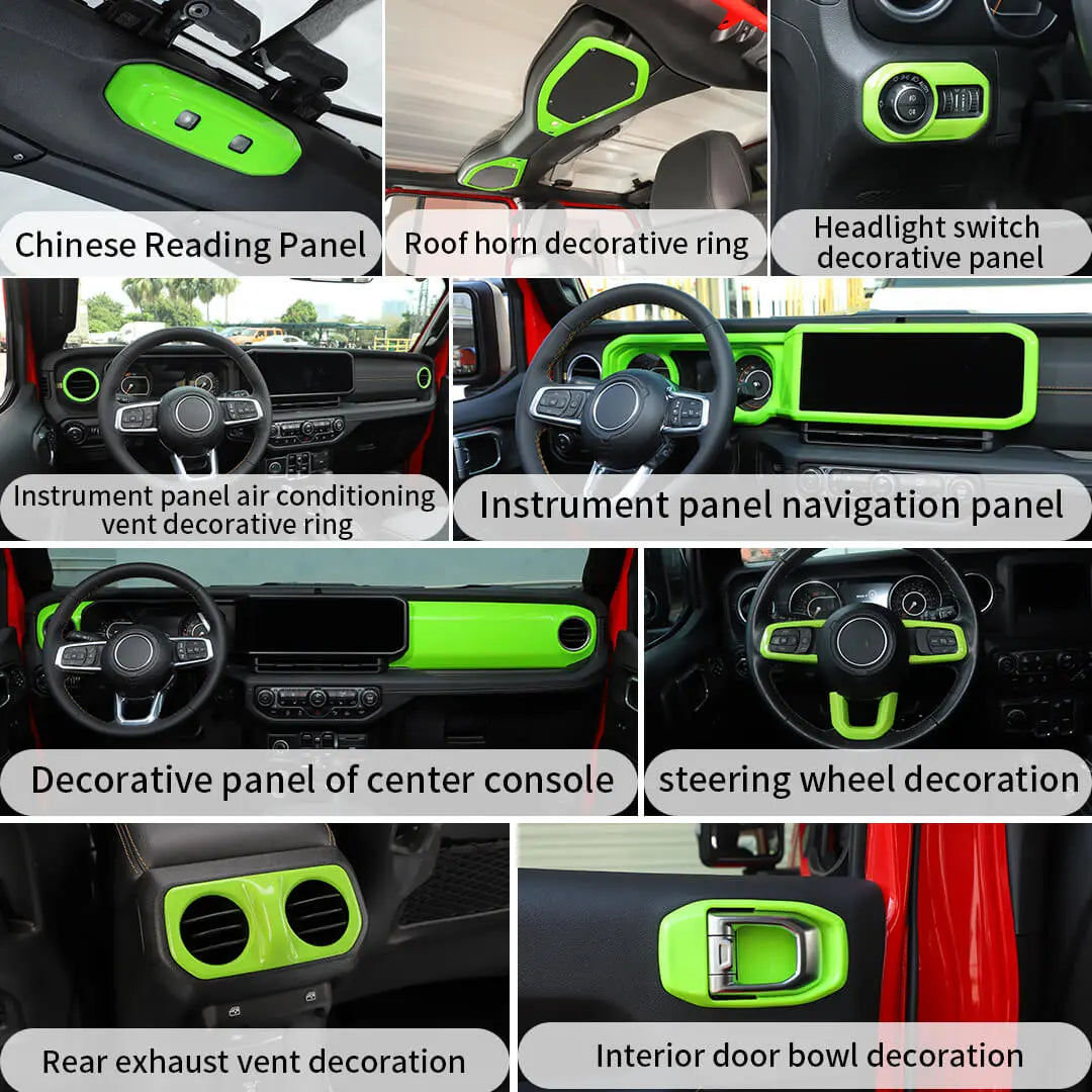 For 2024+ Jeep Wrangler JL & Gladiator JT Interior Center Console Full Set Trim Cover Kit (18 pcs)