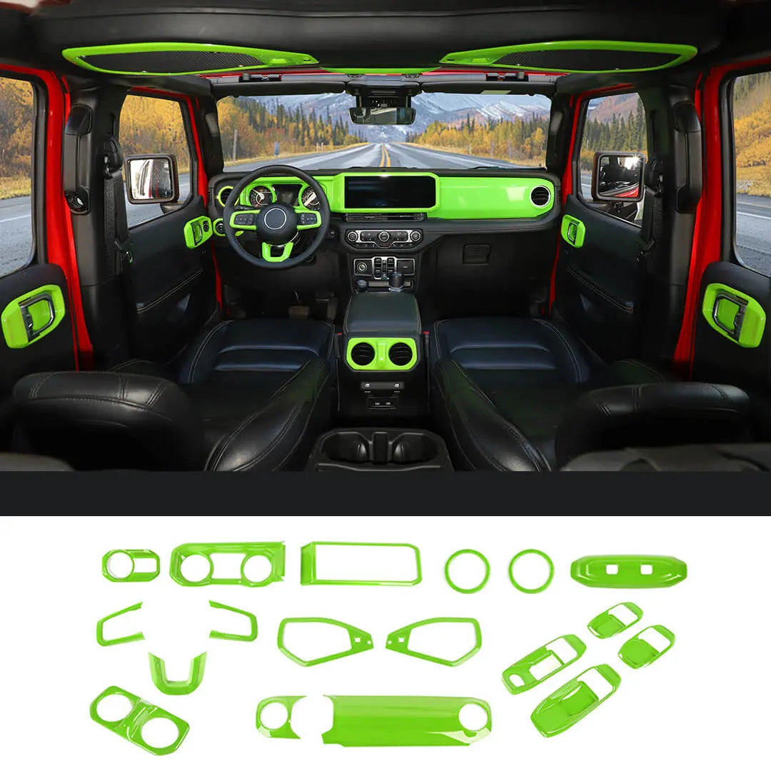 For 2024+ Jeep Wrangler JL & Gladiator JT Interior Center Console Full Set Trim Cover Kit (18 pcs)