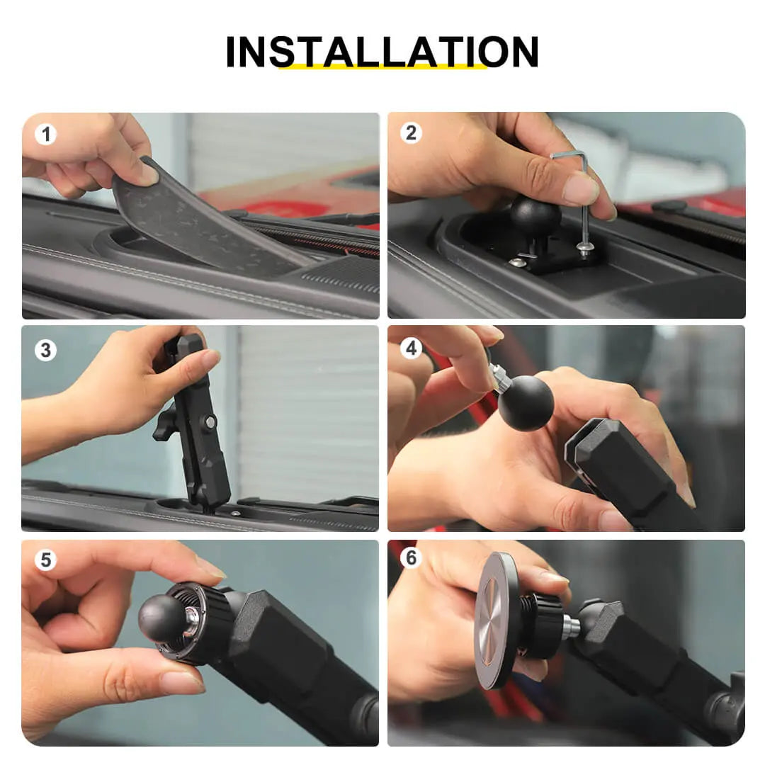 For 2024+ Jeep Wrangler JL & Gladiator JT Interior Center Console Phone Mount Magnetic Phone Holder