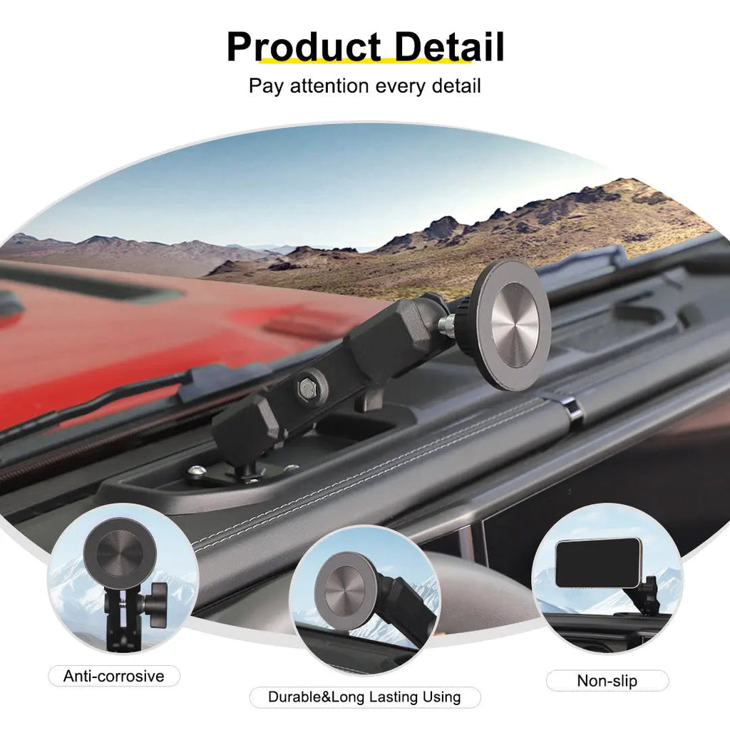 For 2024+ Jeep Wrangler JL & Gladiator JT Interior Center Console Phone Mount Magnetic Phone Holder