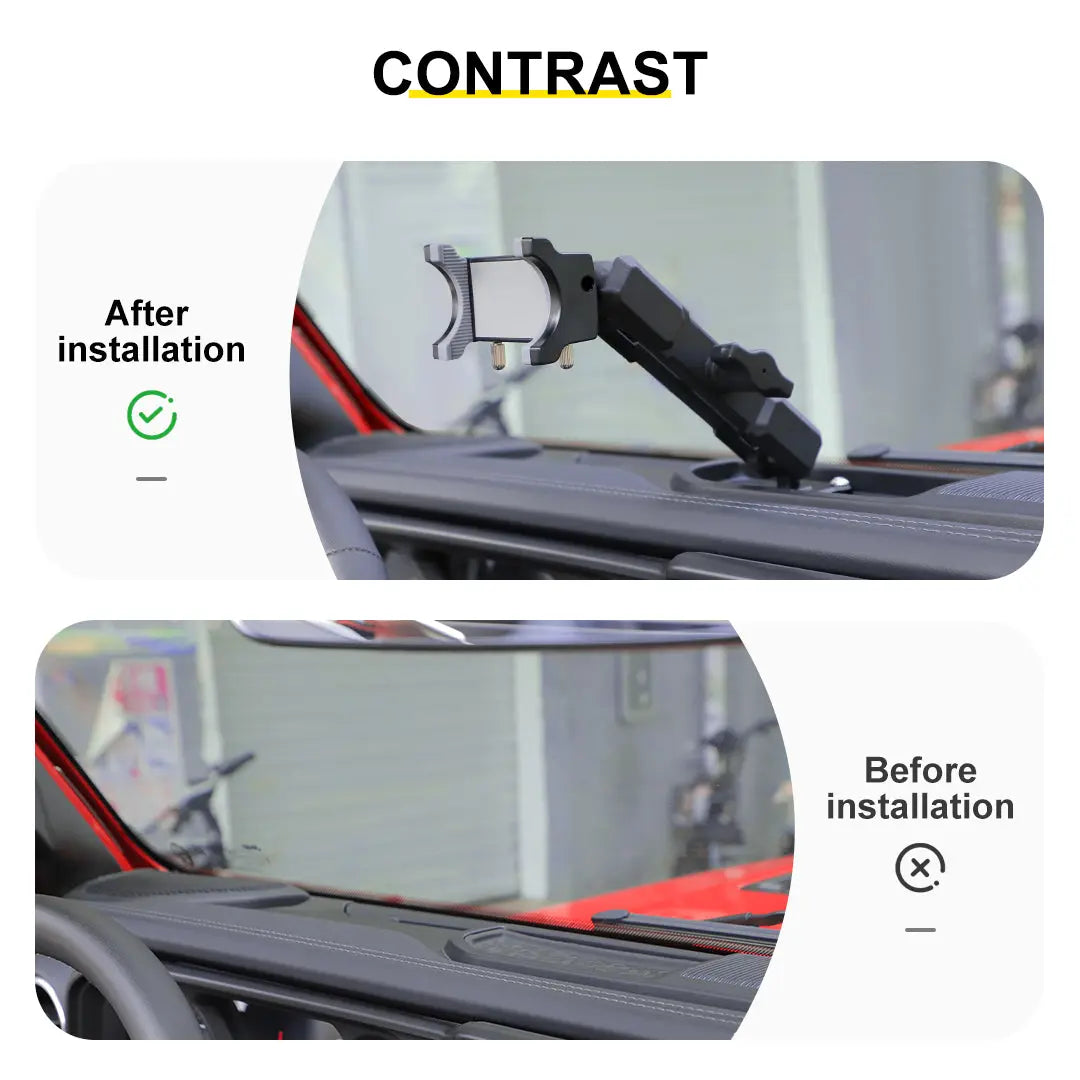 For 2024+ Jeep Wrangler JL & Gladiator JT Interior Metal Center Console Phone Holder Mount Bracket