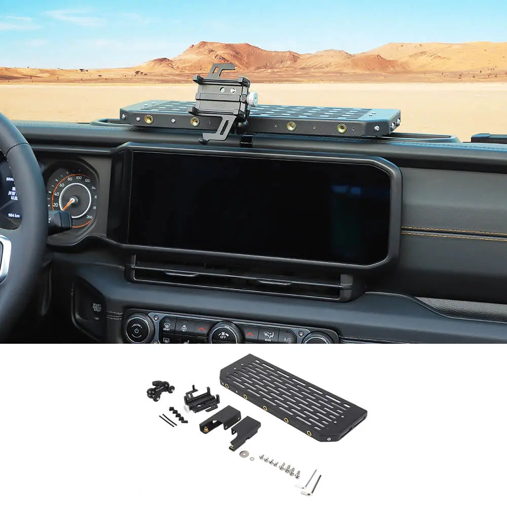For 2024+ Jeep Wrangler JL & Gladiator JT Metal Center Console Expands Mobile Phone Holder