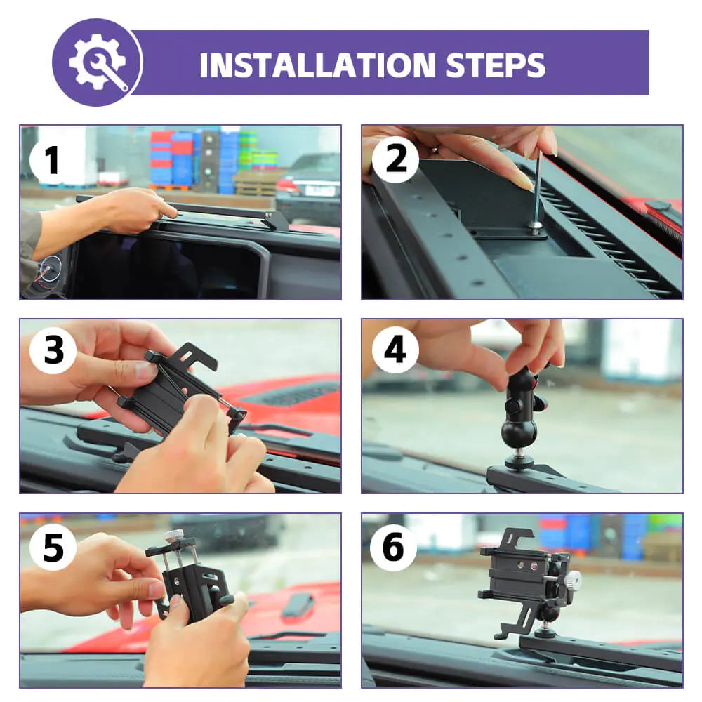 For 2024+ Jeep Wrangler JL & Gladiator JT Metal Dash Phone Holder Mount Stand