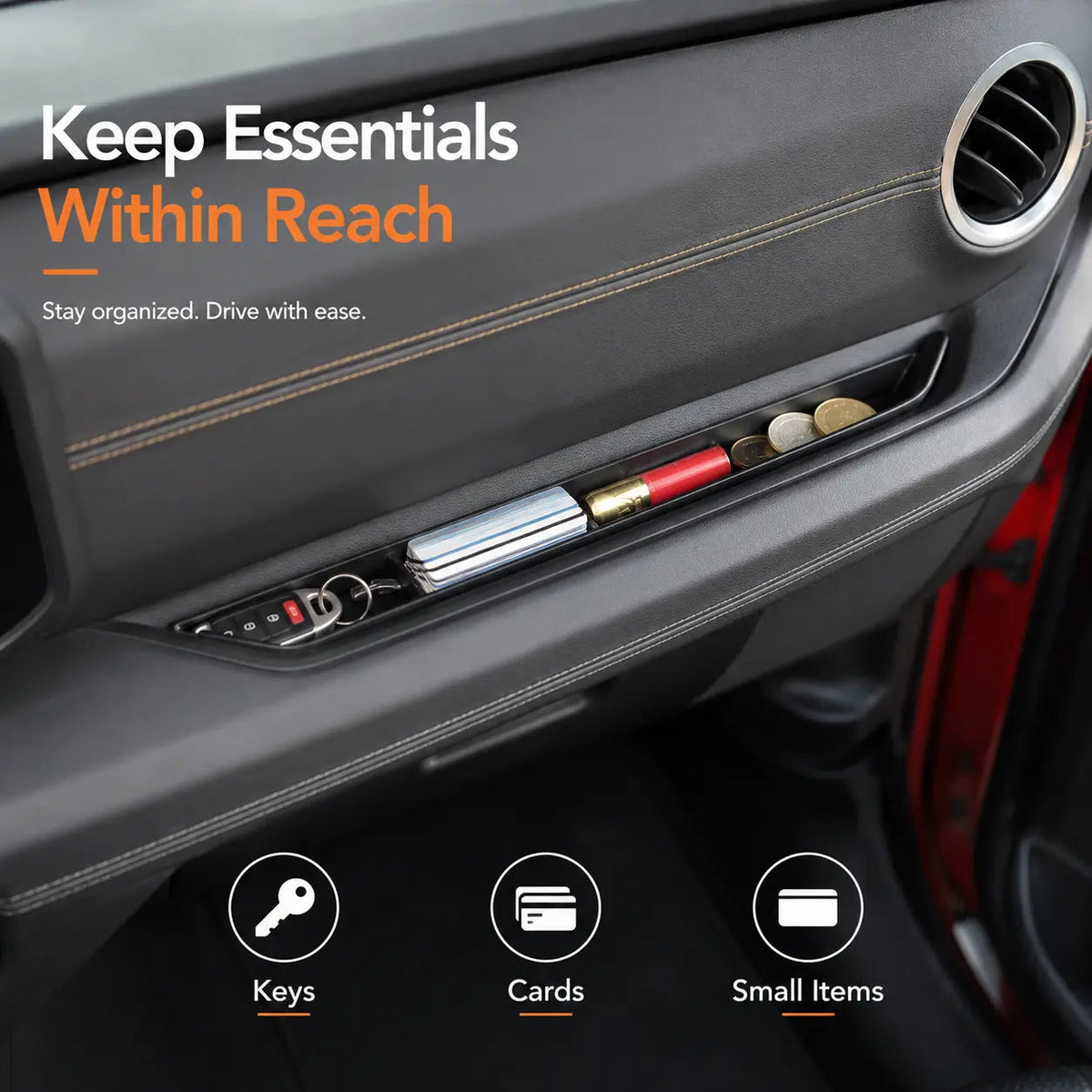 For 2024+ Jeep Wrangler JL & Gladiator JT Organizer Co-Pilot Grab Bar Storage Box Handle Insert Tray