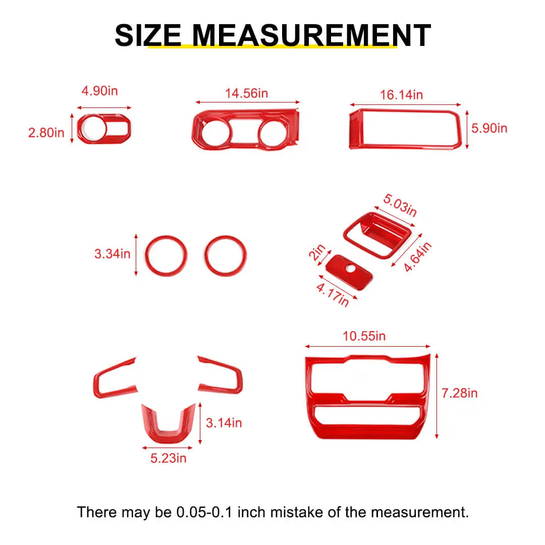 For 2024+ Jeep Wrangler JL & Gladiator JT Wheel Interior Console Dashboard Cover Trim Kit (11 pcs)