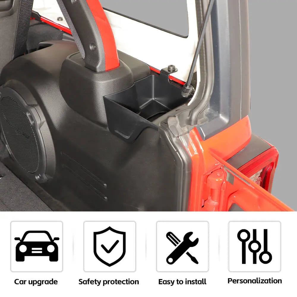 For 2024+ Jeep Wrangler JLU 4Door Rear Cargo Trunk Both Side Storage Box Organizer Tray
