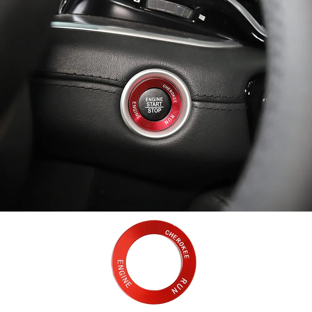 For Jeep 14+ Cherokee/ 2014-2021 Grand Cherokee WK2 Engine Start Stop Button Ring & Cap Cover Trim