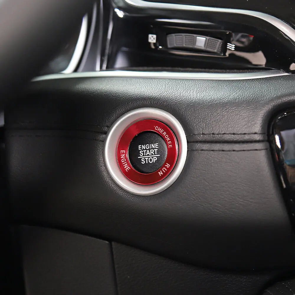 For Jeep 14+ Cherokee/ 2014-2021 Grand Cherokee WK2 Engine Start Stop Button Ring & Cap Cover Trim